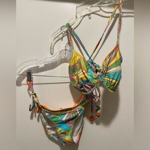 Trina Turk Multicolor Bikini Set with Strappy Design Top & Bottom Size S